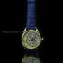 Vintage Mens Wristwatch Gold Mechanical Men's Wrist Watch Le Coultre Movement 1930's Blue Stones