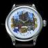 Vintage Men's Wristwatch Handmade Painted in Ukrainian Patriotic Style, Original wiss Movement 1920's