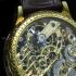 Vintage Mens Wristwatch Gold Skeleton Men's Wrist Watch Le Coultre Movement 1930's Grape with Stones