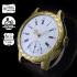 Vintage Men's Wristwatch Gold Engraved Movement 1910 Swiss & Case, Classic Porcelain Dial 